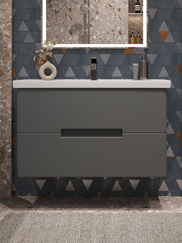 Тумба подвесная SanStar Noche 100 Без раковины для ванной комнаты Графит софт