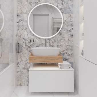 Мебель для ванной STWORKI Ольборг 60 столешница дуб французский, без отверстий, с тумбой 80, с раковиной Vitra Shift