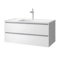 Тумба с раковиной Belux Фаворит 120 подвесная, белая глянцевая, раковина 120-02