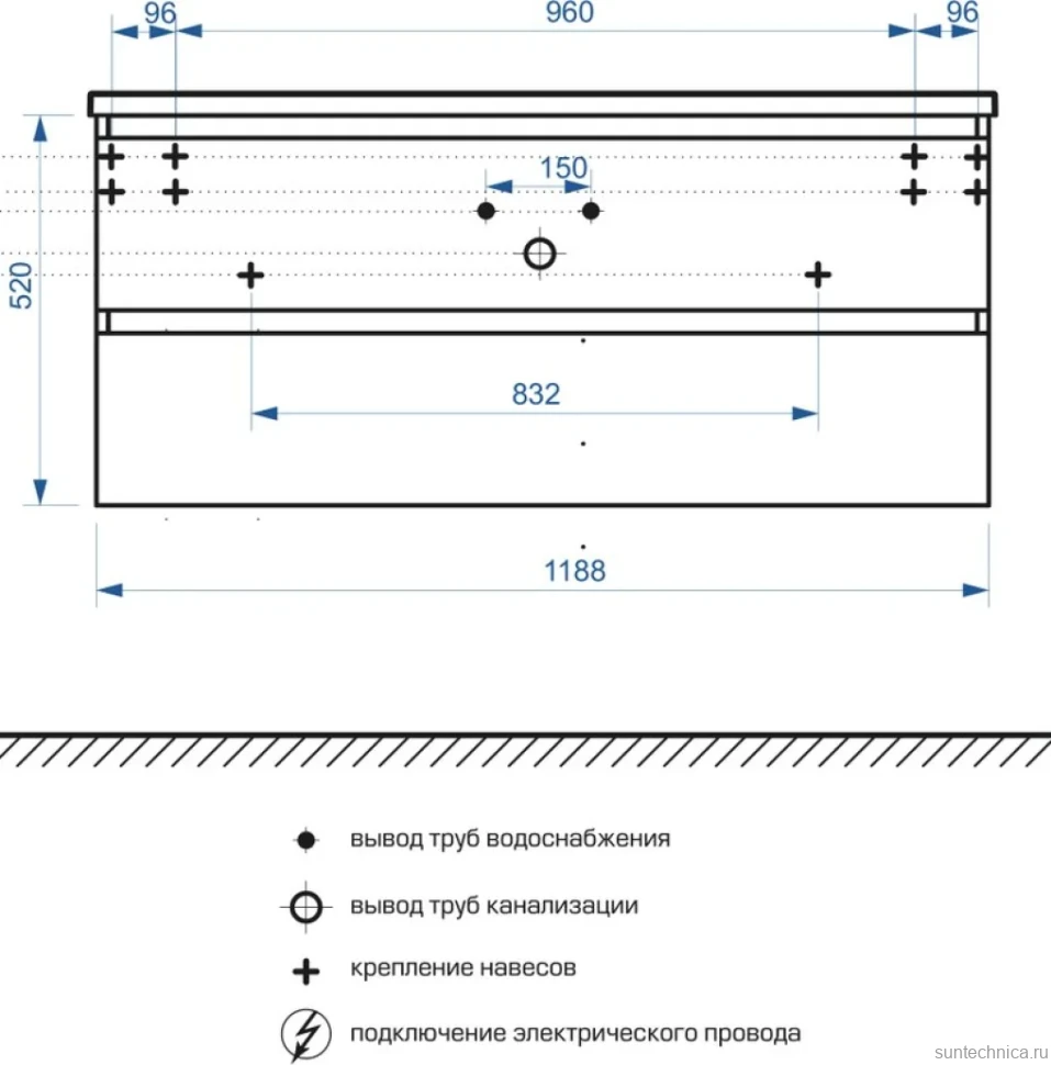 Тумба с раковиной Belux Фаворит 120 подвесная, белая глянцевая, раковина 120-02