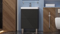 Тумба с раковиной Velvex Edge 60.2Y напольная, графит