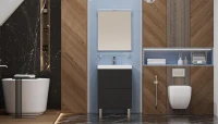 Тумба с раковиной Velvex Edge 60.2Y напольная, графит