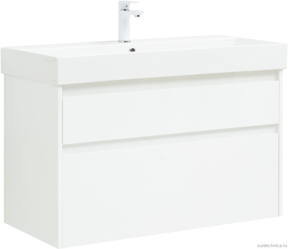 Мебель для ванной комнаты Aquanet Nova Lite 100 белая глянцевая, 2 ящика