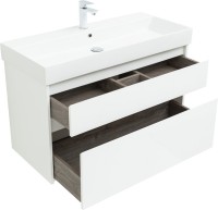 Мебель для ванной комнаты Aquanet Nova Lite 100 белая глянцевая, 2 ящика