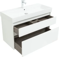 Мебель для ванной комнаты Aquanet Nova Lite 100 белая глянцевая, 2 ящика