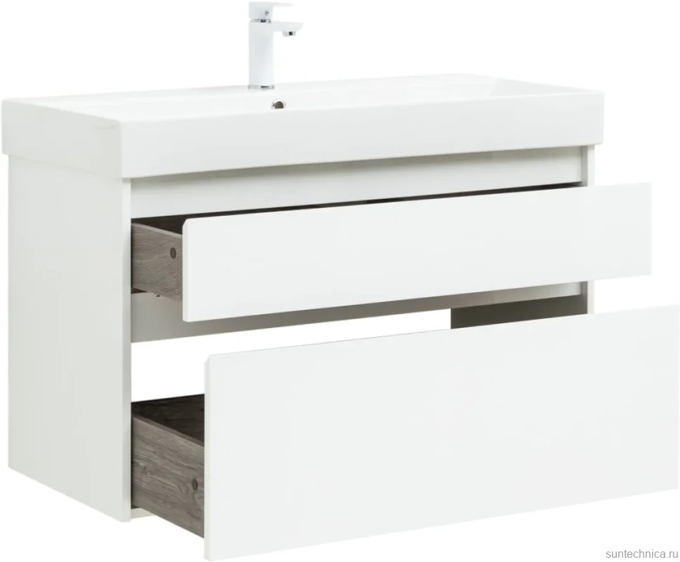 Мебель для ванной комнаты Aquanet Nova Lite 100 белая глянцевая, 2 ящика