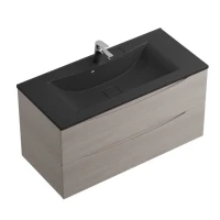 Тумба с раковиной BelBagno Marino 100 подвесная, rovere grigio, черная раковина