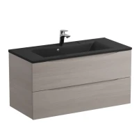 Тумба с раковиной BelBagno Marino 100 подвесная, rovere grigio, черная раковина