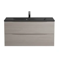 Тумба с раковиной BelBagno Marino 100 подвесная, rovere grigio, черная раковина