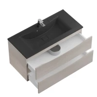 Тумба с раковиной BelBagno Marino 100 подвесная, rovere grigio, черная раковина