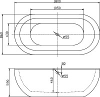 Акриловая ванна BelBagno BB13-1800 180x85 см, отдельностоящая, белая, овальная