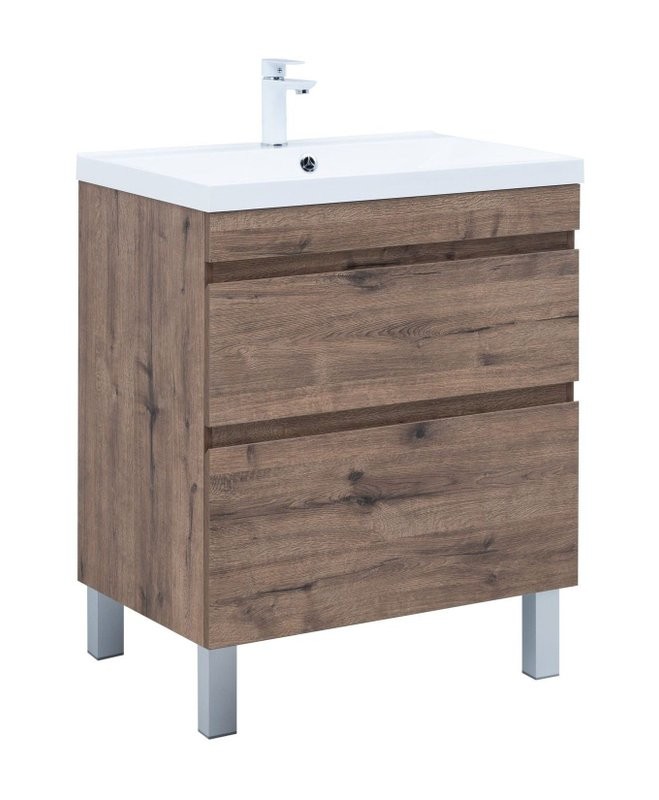 Тумба под раковину Aquanet Нота New 75 напольная, дуб веллингтон табак