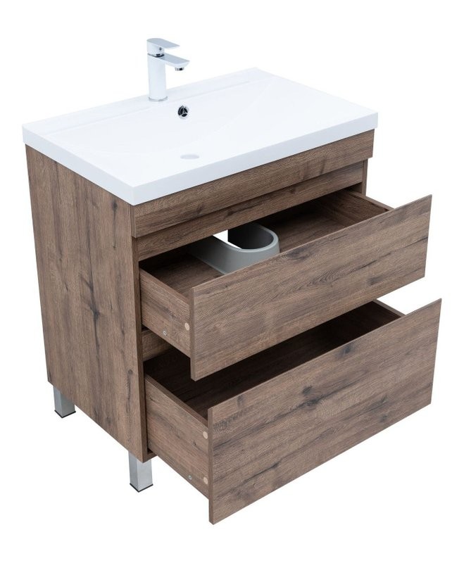 Тумба под раковину Aquanet Нота New 75 напольная, дуб веллингтон табак