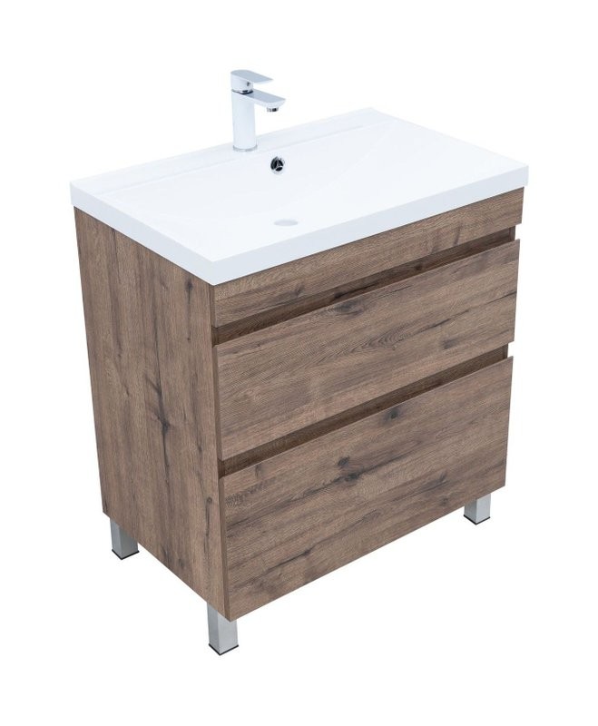 Тумба под раковину Aquanet Нота New 75 напольная, дуб веллингтон табак