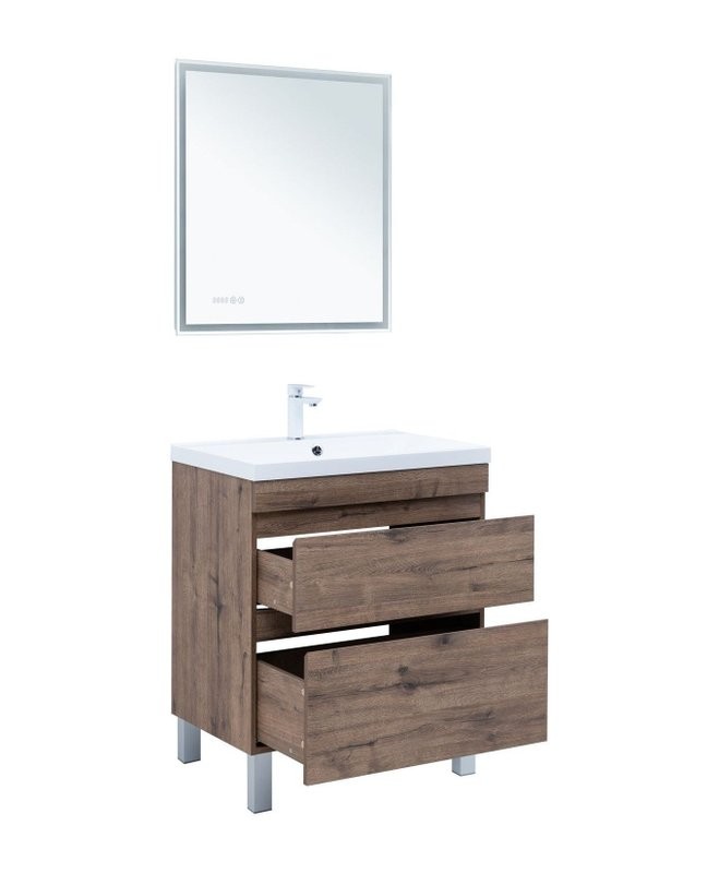 Тумба под раковину Aquanet Нота New 75 напольная, дуб веллингтон табак