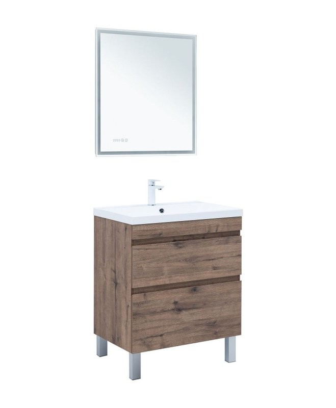 Тумба под раковину Aquanet Нота New 75 напольная, дуб веллингтон табак