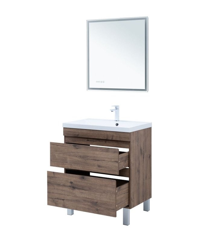 Тумба под раковину Aquanet Нота New 75 напольная, дуб веллингтон табак