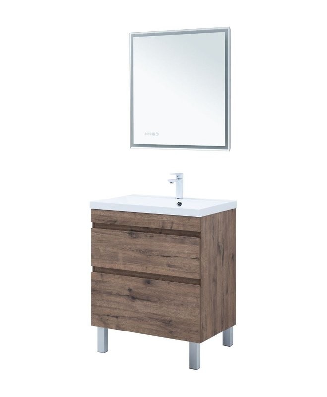 Тумба под раковину Aquanet Нота New 75 напольная, дуб веллингтон табак