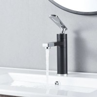 Смеситель для раковины Shevanik S6601H с поворотным носиком, черный, хром