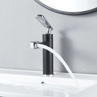 Смеситель для раковины Shevanik S6601H с поворотным носиком, черный, хром