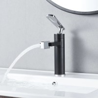 Смеситель для раковины Shevanik S6601H с поворотным носиком, черный, хром