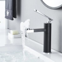 Смеситель для раковины Shevanik S6601H с поворотным носиком, черный, хром