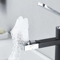Смеситель для раковины Shevanik S6601H с поворотным носиком, черный, хром