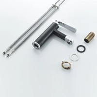 Смеситель для раковины Shevanik S6601H с поворотным носиком, черный, хром
