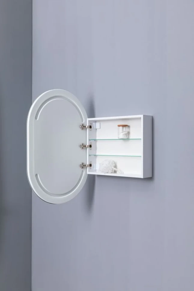 Шкаф с зеркалом в ванную с подсветкой Aquanet Монте 60 белый, с LED подсветкой