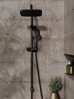 Душевой комплект Смеситель Orange Karl M05-100b + Стойка Aristo OW04b