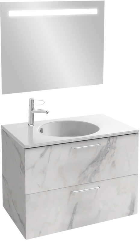 Мебель для ванной комнаты Jacob Delafon Odeon Rive Gauche 80 белый мрамор, 2 ящика, ручки хром