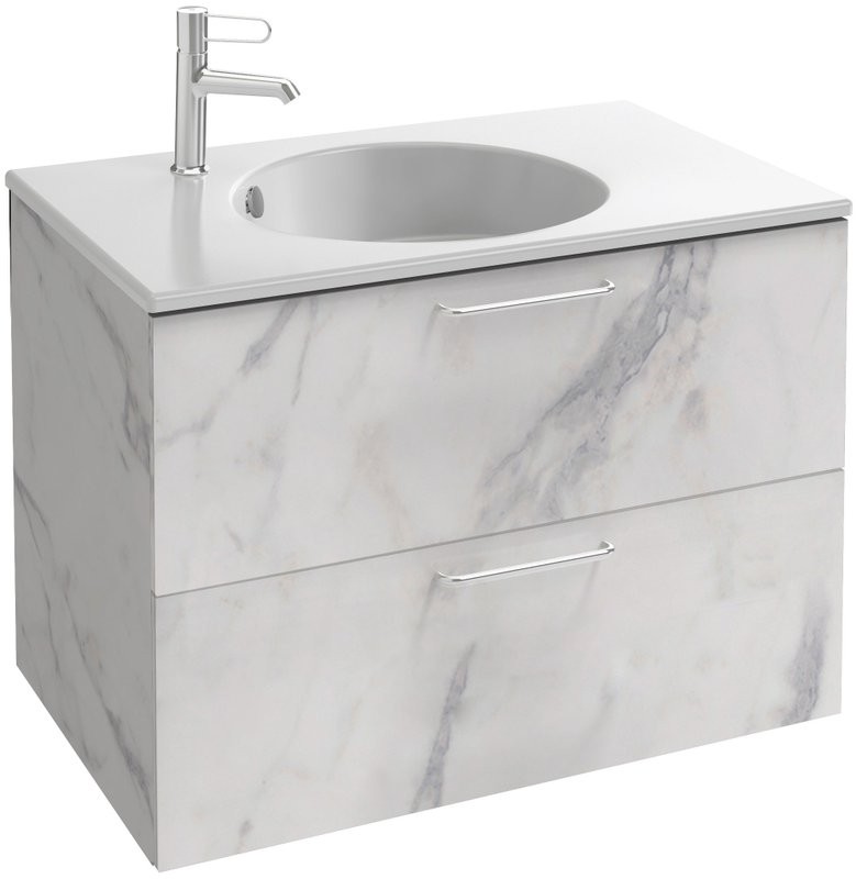 Мебель для ванной комнаты Jacob Delafon Odeon Rive Gauche 80 белый мрамор, 2 ящика, ручки хром
