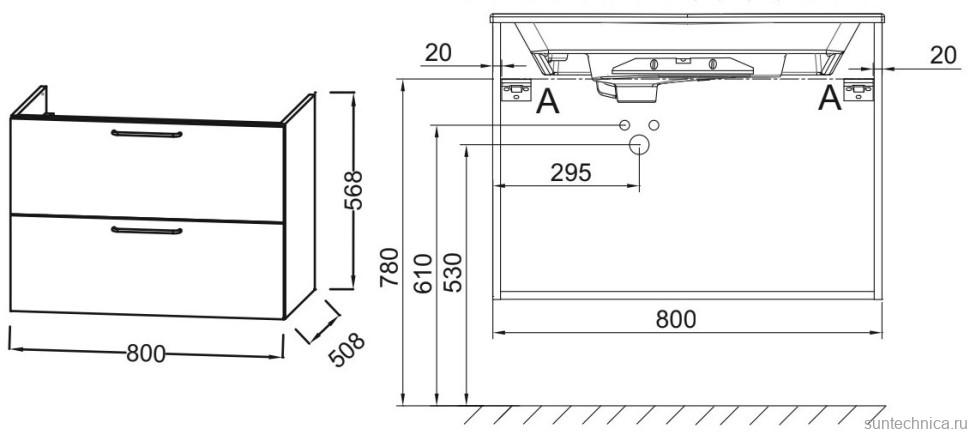 Мебель для ванной комнаты Jacob Delafon Odeon Rive Gauche 80 белый мрамор, 2 ящика, ручки хром