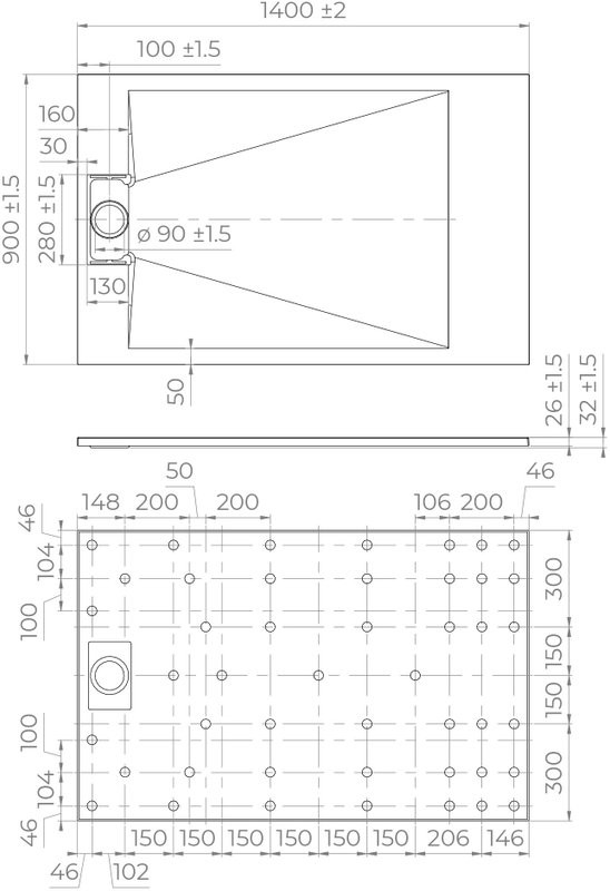Поддон для душа RGW TUS W 140x90