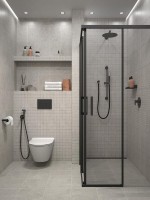 Душевой уголок KERAMA MARAZZI Vetro 90х90 см, квадратный, раздвижная дверь, профиль матовый черный