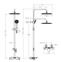 Душевая стойка Ramonsoler Blautherm 945612RP300NM черная, с термостатом