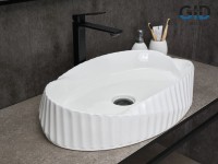 Накладная раковина GID Creativo 888s 60 глянцевая белая, овальная, фаянс