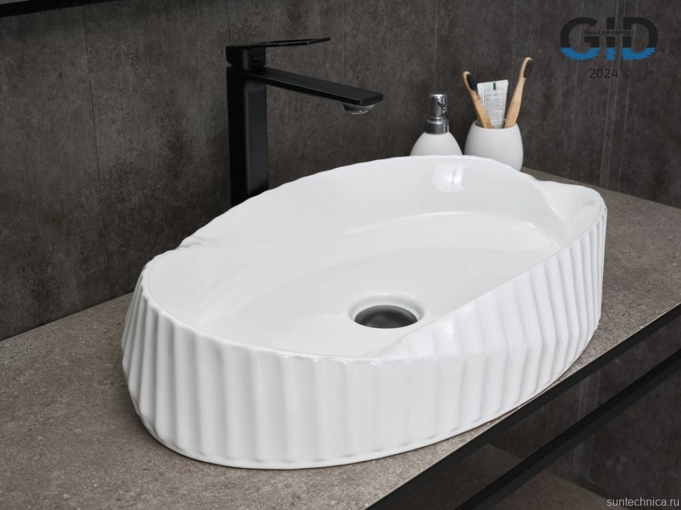 Накладная раковина GID Creativo 888s 60 глянцевая белая, овальная, фаянс