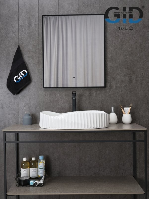 Накладная раковина GID Creativo 888s 60 глянцевая белая, овальная, фаянс