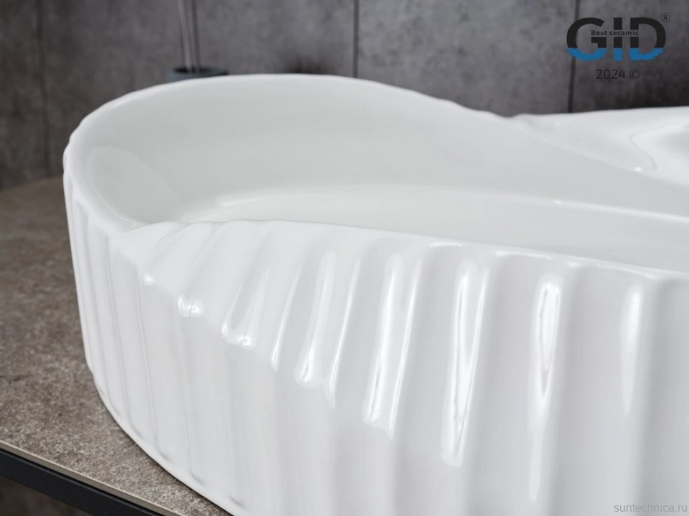 Накладная раковина GID Creativo 888s 60 глянцевая белая, овальная, фаянс