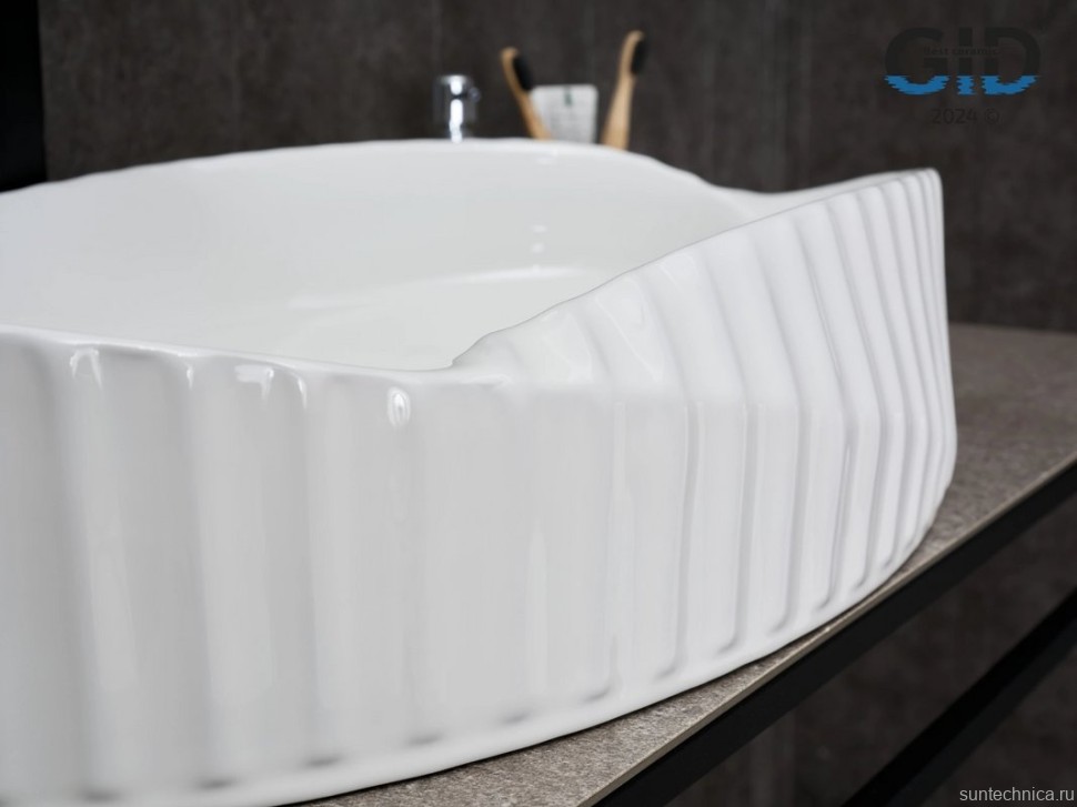 Накладная раковина GID Creativo 888s 60 глянцевая белая, овальная, фаянс
