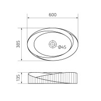 Накладная раковина GID Creativo 888s 60 глянцевая белая, овальная, фаянс