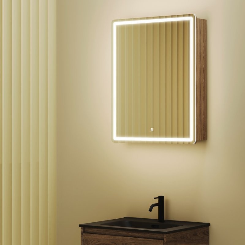Зеркало-шкаф Sancos Mirror 60, с подсветкой, дуб чарльстон