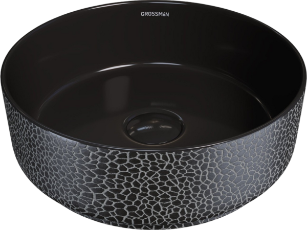 Накладная раковина Grossman Color GR-5010 черная, с текстурой кожи крокодила