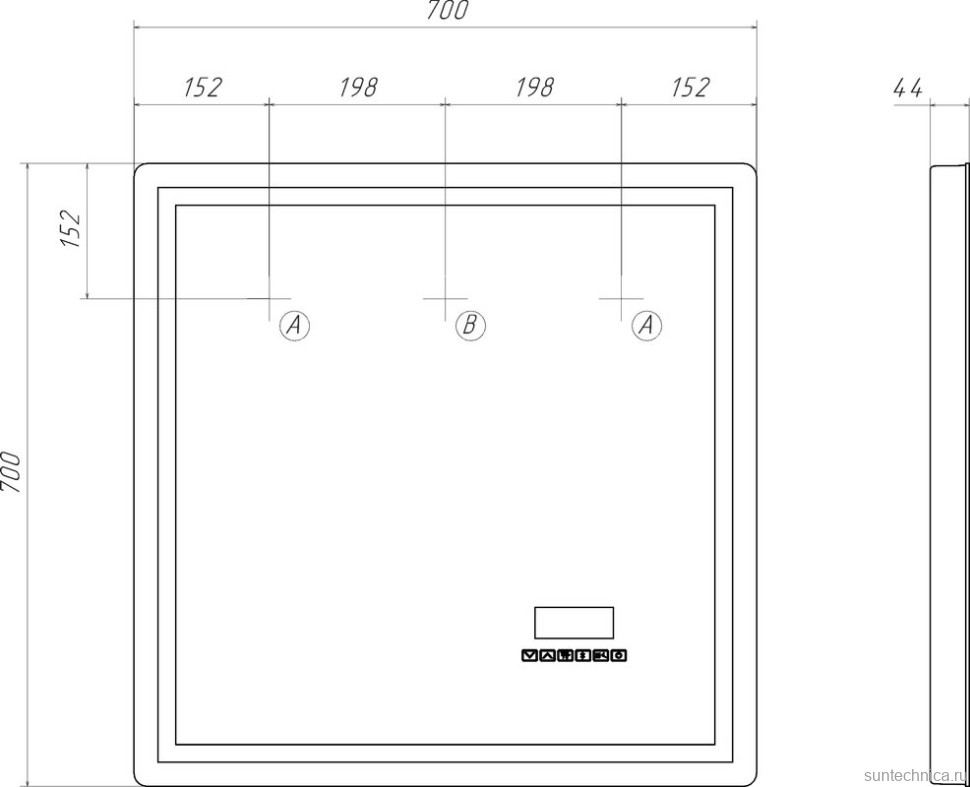 Зеркало Vigo Geometry Media 046 70 с подсветкой, с антизапотевателем