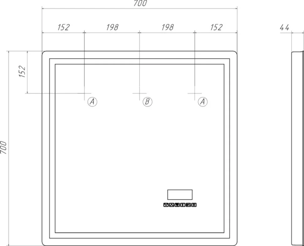 Зеркало Vigo Geometry Media 046 70 с подсветкой, с антизапотевателем