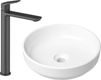 Комплект Накладная раковина Lavinia Boho Bathroom Sink Slim 33311005 + Смеситель Wellsee ICON! for life 182307000 матовый черный