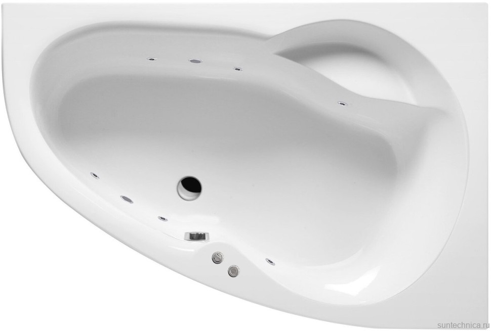Акриловая ванна Excellent Newa WAEX.NEP16.SOFT P 160x95 см, угловая, правая, пристенная, с гидромассажем, белая, асимметричная, с каркасом, со сливом-переливом
