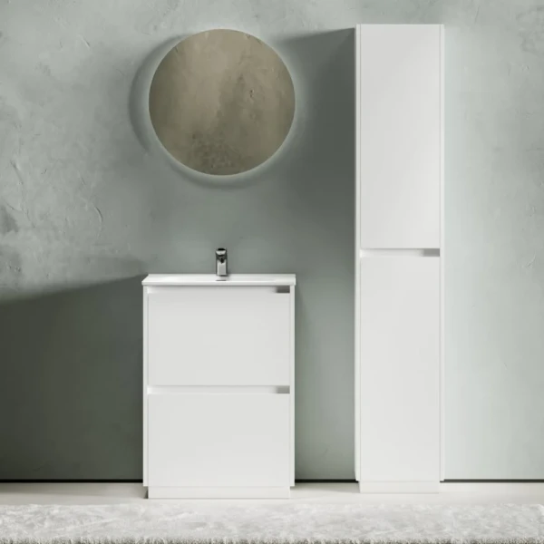 Мебель для ванной комнаты Sancos Libra Floor 60 белый глянец, белая раковина CN7001