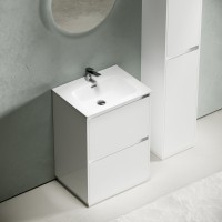 Мебель для ванной комнаты Sancos Libra Floor 60 белый глянец, белая раковина CN7001